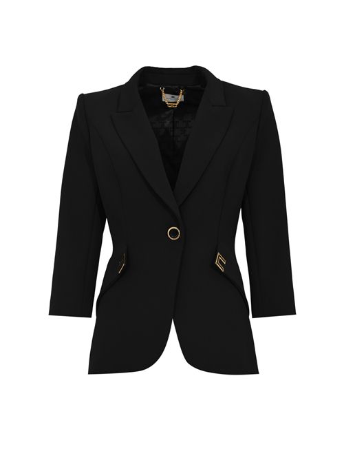 Giacca in doppio crêpe stretch con dettagli logo gioiello Elisabetta Franchi | GI21561E2110